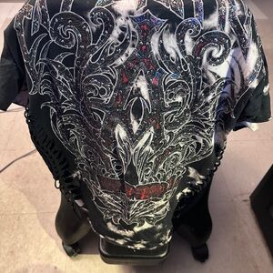 Affliction Black and White Graphic Shirt